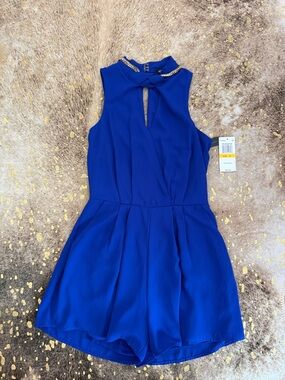 XOXO Royal Blue Sleeveless Keyhole Romper